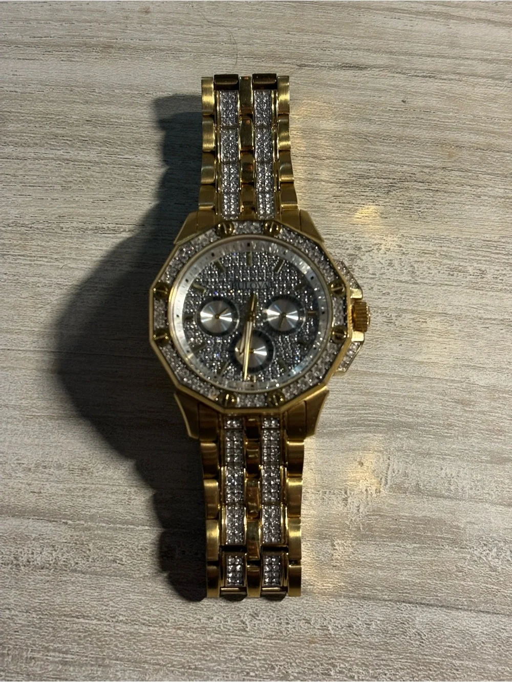 Bulova Gold and Silver Crystal-Accented Men's Chronograph Watch - Picture 6 of 6